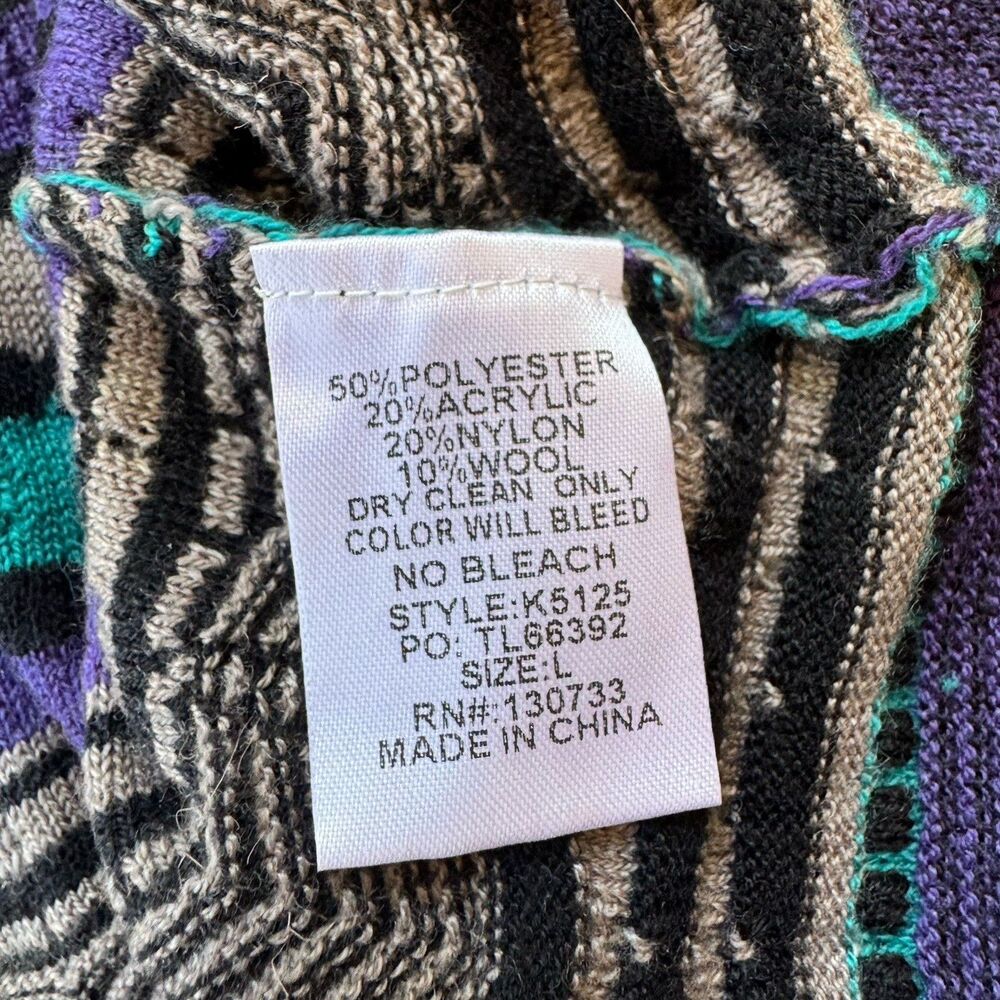 Umgee Knit Dress Tunic Sweater Sz L Multicolor Stripes Long Sleeves Hippie Boho - Picture 6 of 7